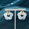 Brass Resin Flower Hoop Earrings for Women LS-EJEW-U038-01G-07-1