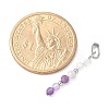 Faceted Round Natural Quartz Crystal & Amethyst & Lepidolite/Purple Mica Stone Beaded Pendants PALLOY-JF03529-07-4