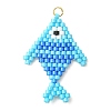 304 Stainless Steel & Cylinder Seed Beads Glass Pendants PALLOY-MZ01441-01-1
