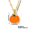 304 Stainless Steel Enamel Halloween Pumpkin Pendant Dapped Chain Necklaces DR6238-3