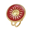 Flat Round with Sun Pattern 304 Stainless Steel Enamel Finger Rings for Women RJEW-G355-05G-02-4