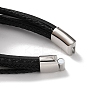 Men's Braided Black PU Leather Cord Multi-Strand Bracelets BJEW-K243-21P-4