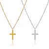 2Pcs 2 Colors 304 Stainless Steel Cross Pendant Necklace with Satellite Chains NJEW-FI0001-48-9