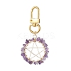 5Pcs 5 Style Flat Round with Star Natural & Synthetic Gemstone Chips Beaded Pendant Decorations HJEW-JM01811-S-2