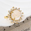 Sunflower Natural Quartz Crystal Finger Rings RJEW-B113-03G-07-3