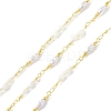 Brass Glass Bead Link Chains with ABS Imitation Pearl Beads CHS-P016-39G-04-1