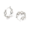 304 Stainless Steel Beaded Ring Hoop Earrings for Women EJEW-P202-02P-2