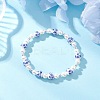 Handmade Flower Printed Porcelain Ceramic Beads Stretch Bracelets for Women BJEW-JB12208-1