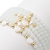 6Pcs 6 Style Natural Shell & Glass Star & Round Beaded Stretch Bracelets Set for Women BJEW-JB09945-01-2