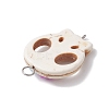 Halloween Skull Synthetic Turquoise Connector Charms with Flower Resin PALLOY-JF02780-5