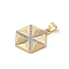 Brass Micro Pave Cubic Zirconia Pendants KK-U047-21GP-2