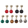 5 Pairs 5 Styles Natural & Synthetic Mixed Gemstone Round Ball Dangle Stud Earrings EJEW-JE05537-S-1