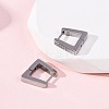 304 Stainless Steel Clear Cubic Zirconia Trapezoid Hoop Earrings EJEW-D331-17P-1