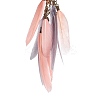 Handmade Round Leather Woven Net/Web with Feather Wall Hanging Decoration LS-HJEW-G015-03-4