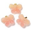 Transparent Resin Dotted Rhinetone Pendants RESI-N040-02G-RS-2