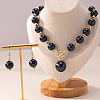 Plastic Imitation Pearl Round Beaded Pendant Necklaces & Dangle Earrings Sets for Women WGE733F-02-1