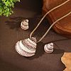 Shell Shape Alloy Enamel Pendant Necklaces & Stud Earrings Sets FS-WG5EB67-01-1