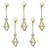 5Pcs Brass Braided Chain Pouch Empty Stone Holder Pendant Decorations HJEW-CJ0001-11G-1