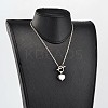 Valentine's Day Heart 304 Stainless Steel Lariat Necklaces NJEW-JN01484-3