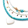 3Pcs 3Pcs Shell Pearl & Acrylic Heart & Enamel Pendant Necklaces Set NJEW-JN04038-4