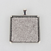 Tibetan Style Alloy Square Pendant Cabochon Settings X-TIBEP-N003-05AS-1