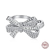 Rhodium Plated 925 Sterling Silver Micro Pave Clear Cubic Zirconia Finger Ring for Women RJEW-F150-14B-P-3