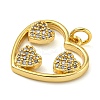 Rack Plating Brass Micro Pave Clear Cubic Zirconia Pendants KK-Z063-10G-02-2