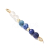 Faceted Round Natural Quartz Crystal & Lapis Lazuli & Kyanite Beaded Connector Charms PALLOY-JF03530-02-2