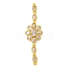 Brass Pave Clear Cubic Zirconia Flower Links Connector Charms KK-P277-50G-1