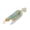 6Pcs 6 Styles Natural Carnelian & Green Aventurine & Rose Quartz & Quartz Crystal & Lapis Lazuli & Amethyst Copper Wire Wrapped Faceted Bullet Heart Pendants PALLOY-JF03482-02-5