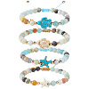 4Pcs 4 Style Natural Flower Amazonite Round Beaded Braided Bead Bracelets Sets BJEW-SC0001-51-1
