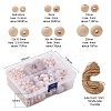 6 Style Natural Round Wood Beads and Jute Cords WOOD-YW0001-02-3
