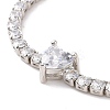 Clear Cubic Zirconia Tennis Bracelet with Heart BJEW-E015-03P-2