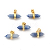 Dyed & Heated Natural Blue Aventurine Double Terminal Pointed Pendants G-P481-01G-02-1