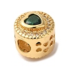 Heart Real 18K Gold Plated Brass Micro Pave Cubic Zirconia European Beads KK-G511-01G-3