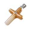 Natural Yellow Aventurine Cross Pendants KK-D021-04F-P-2