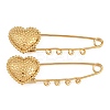 Hammered Heart 304 Stainless Steel Safety Pins Brooch Findings SA-CBA098D-15D-G04-1