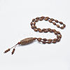 Buddhist Jewelry Natural Tibetan Style dZi Agate Mala Beads Necklaces NJEW-I206-02A-1