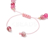 Natural Watermelon Tourmaline Beaded Braided Bead Bracelets for Women BJEW-JB12528-01-4