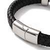 Men's Braided Black PU Leather Cord Bracelets BJEW-K243-18AS-3