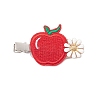 Embroidery Cloth Alloy and Plastic Apple Alligator Hair Clips PHAR-JH00128-4