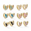 Clear Cubic Zirconia Butterfly Hoop Earrings with Enamel EJEW-I270-10G-1