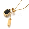 Ion Plating(IP) 304 Stainless Steel Pave Glass Boston Link Chain Rectangle Pendant Necklaces NJEW-H037-04G-01-1