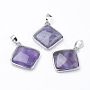 Natural Amethyst Pendants G-E420-07P-2