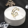 304 Stainless Steel Hollow Cuff Rings for Women RJEW-S395-01G-2