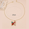 Valentine's Day Alloy Epoxy Resin Butterfly Inner Dried Flower Pendant Necklaces for Women FS-WGBF0A7-03-2