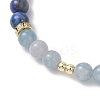 Natural Lapis Lazuli &  Quartz & Shell Pearl Round Beads Stretch Bracelets for Women BJEW-JB12229-03-3