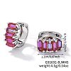 Cute Square Candy Brass Cubic Zirconia Hoop Earrings XX8349-1-1