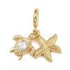Brass Pave Clear Cubic Zirconia European Dangle Charms X-KK-N271-43G-1