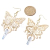 Natural Quartz Crystal & Iron & Brass Dangle Earrings EJEW-TA00588-3